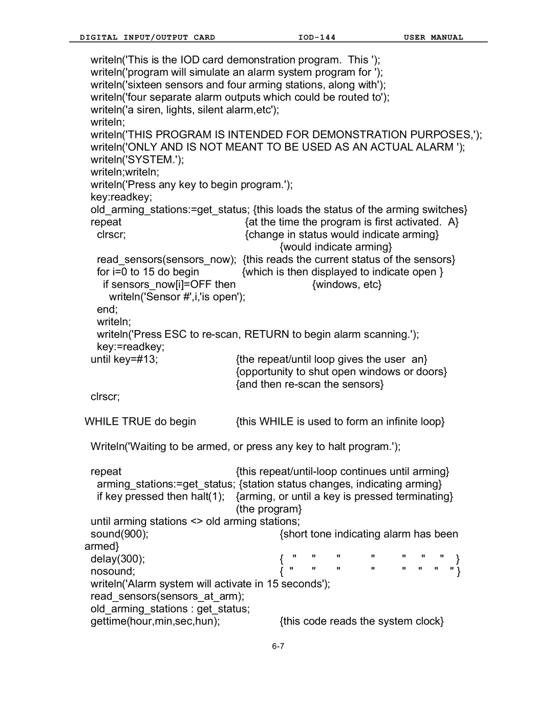 Access IOD-144 user manual Digital INPUT/OUTPUT Card 