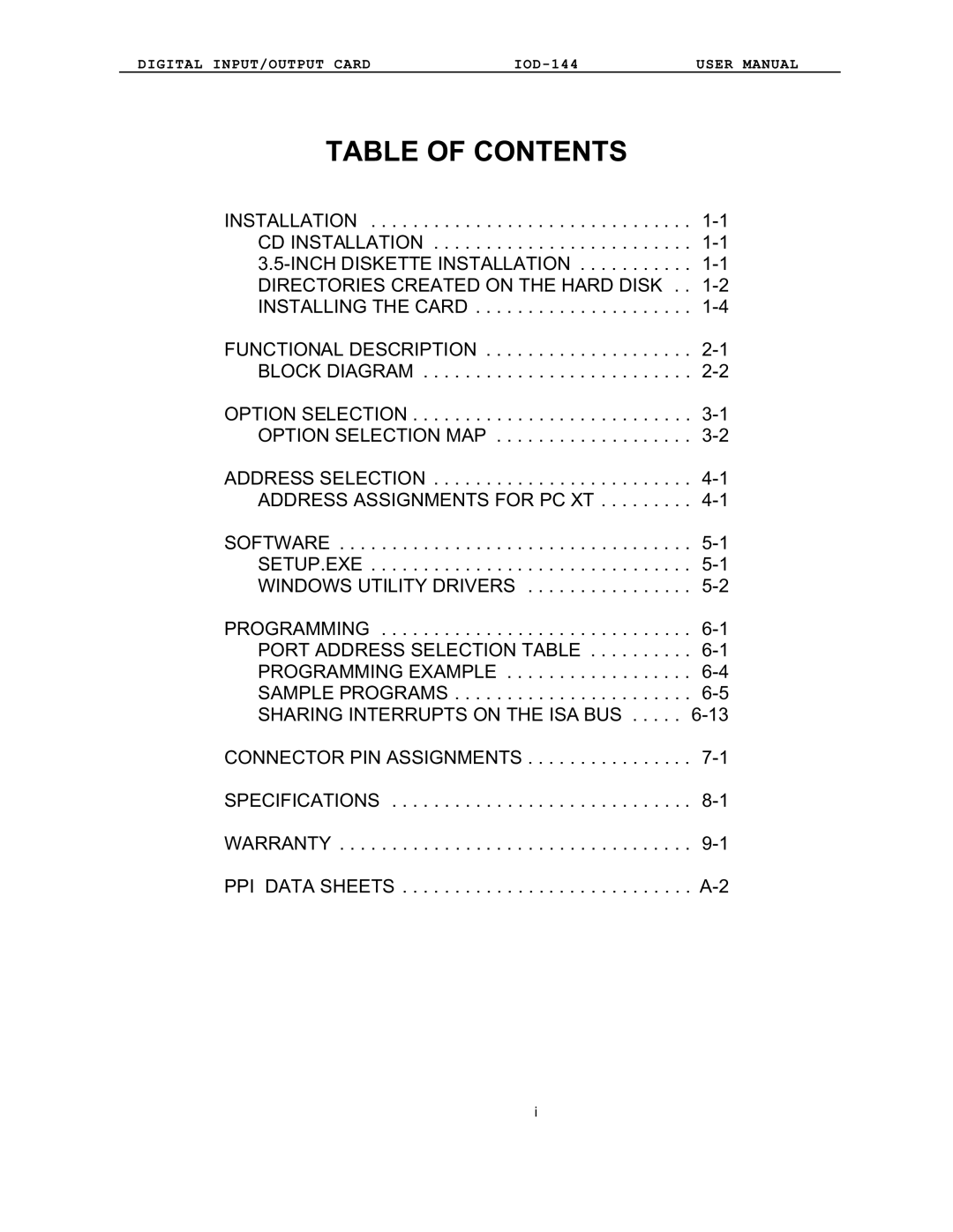 Access IOD-144 user manual Table of Contents 