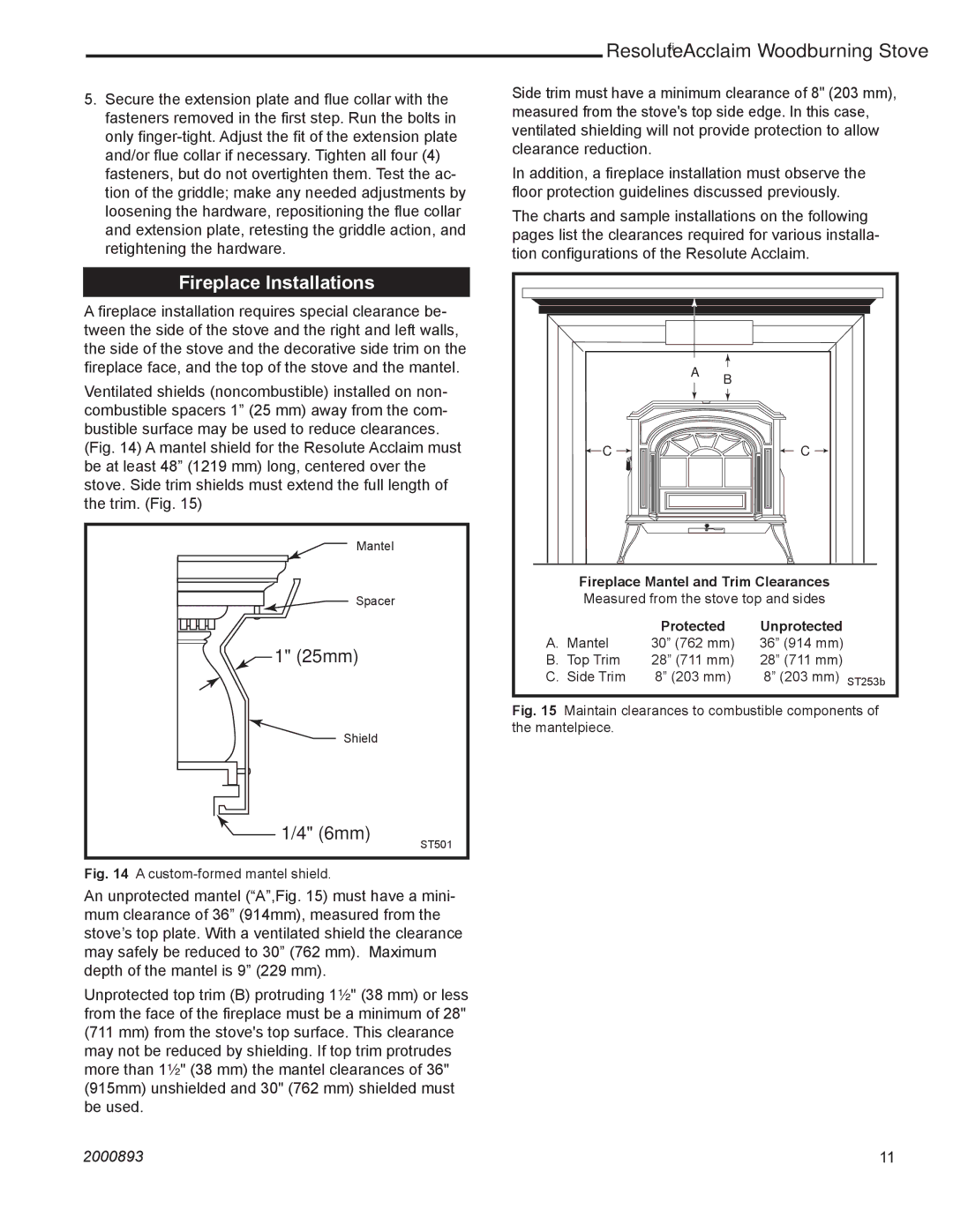 Acclaim Lighting 2490 installation instructions Fireplace Installations, 6mm 