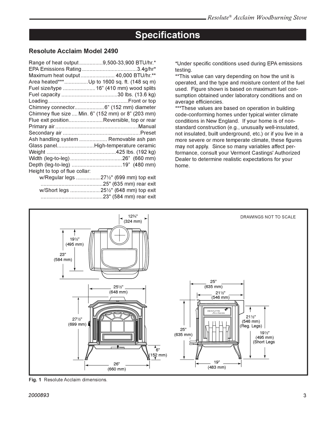 Acclaim Lighting 2490 installation instructions Specifications, Resolute Acclaim Model 