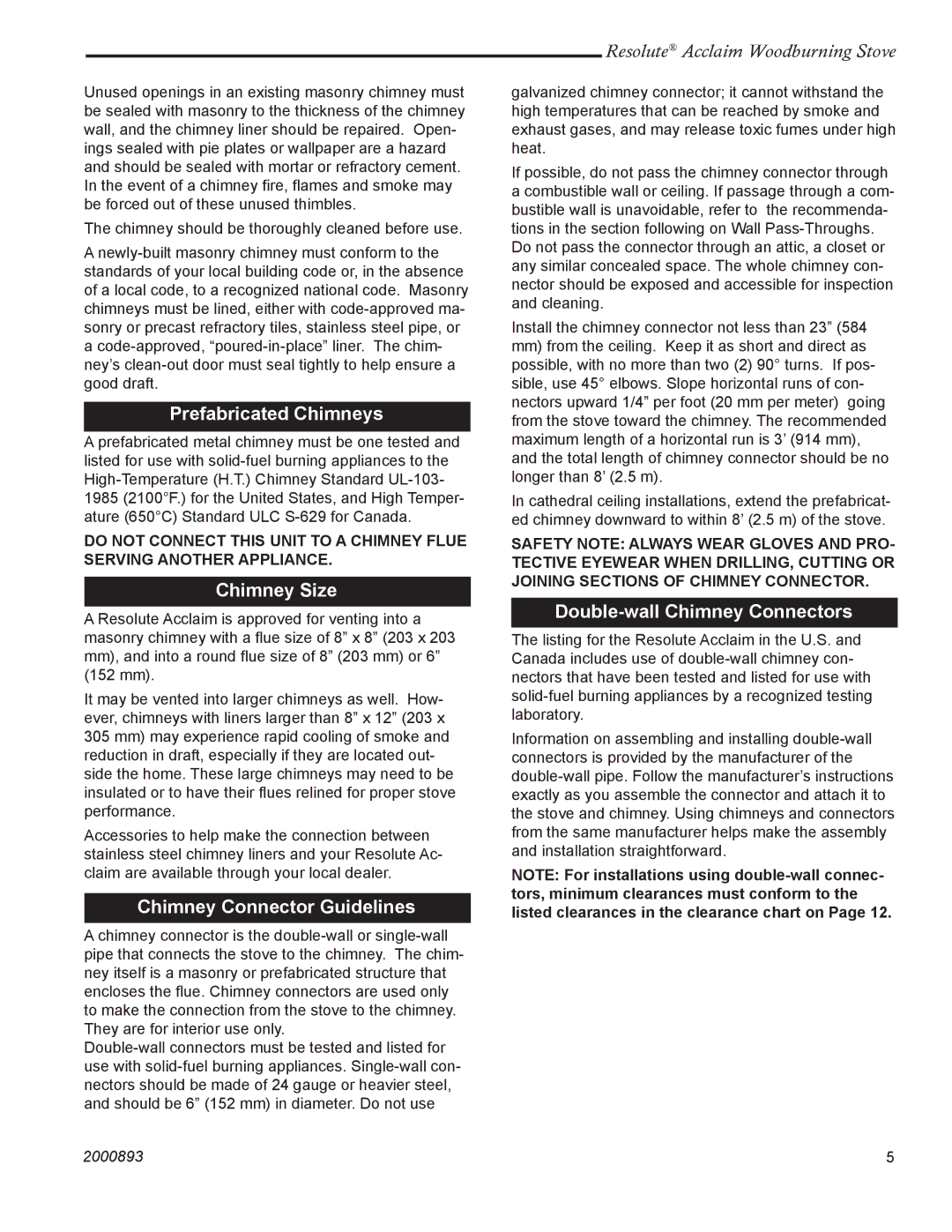 Acclaim Lighting 2490 Prefabricated Chimneys, Chimney Size, Chimney Connector Guidelines, Double-wall Chimney Connectors 