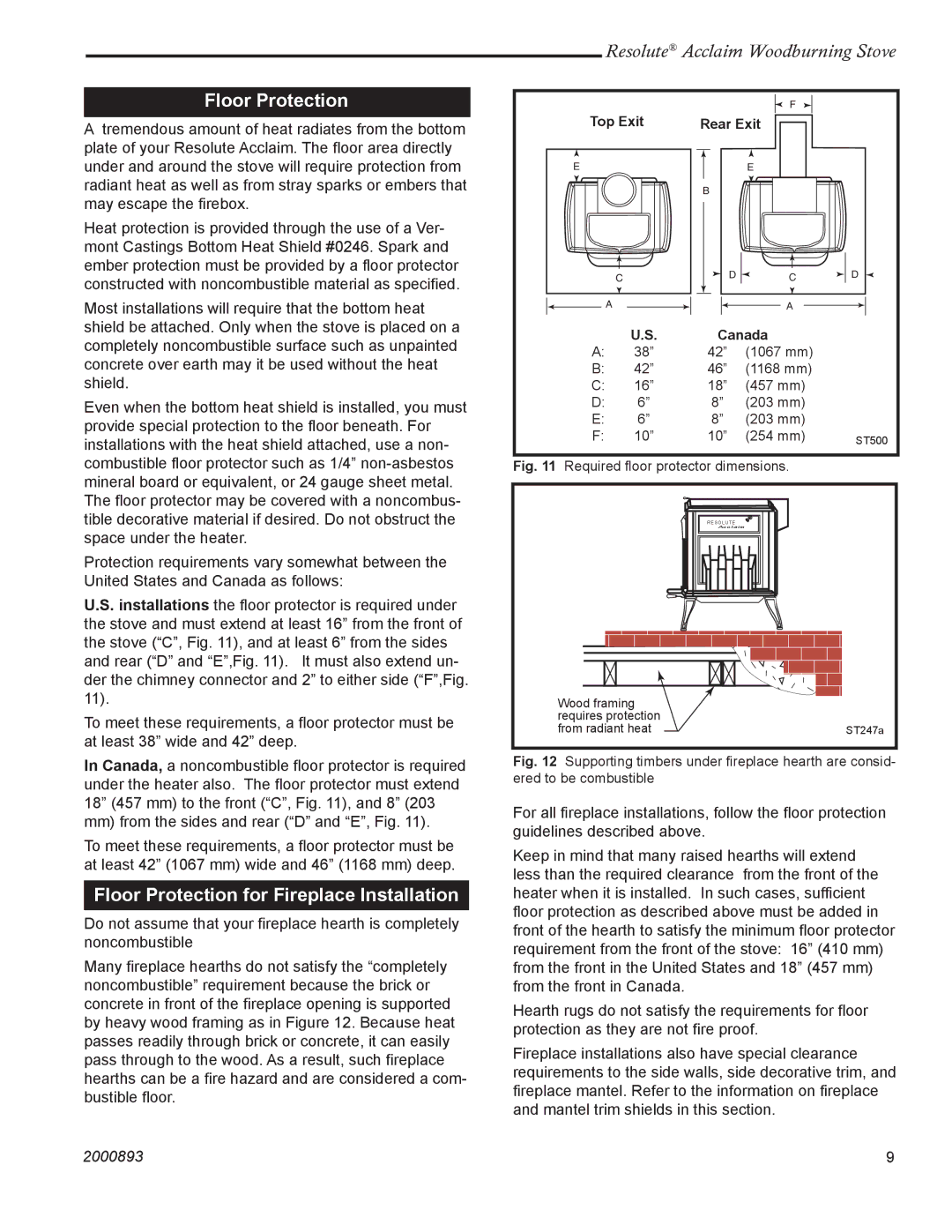 Acclaim Lighting 2490 installation instructions Floor Protection for Fireplace Installation 