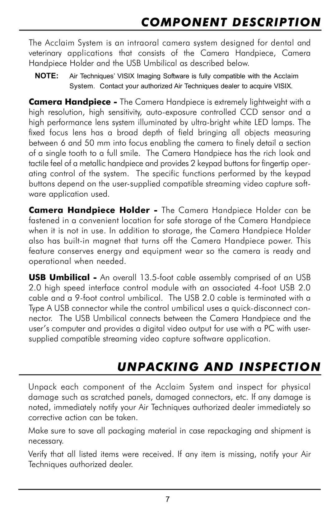 Acclaim Lighting ISO 9001, ISO13405 manual Component Description, Unpacking and Inspection 