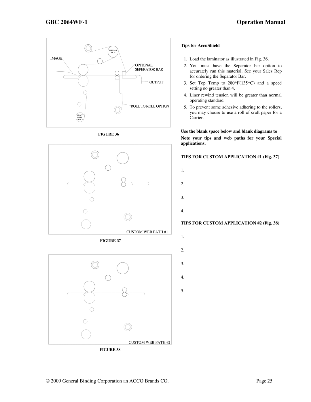 ACCO Brands GBC 2064WF-1 operation manual Tips for AccuShield 