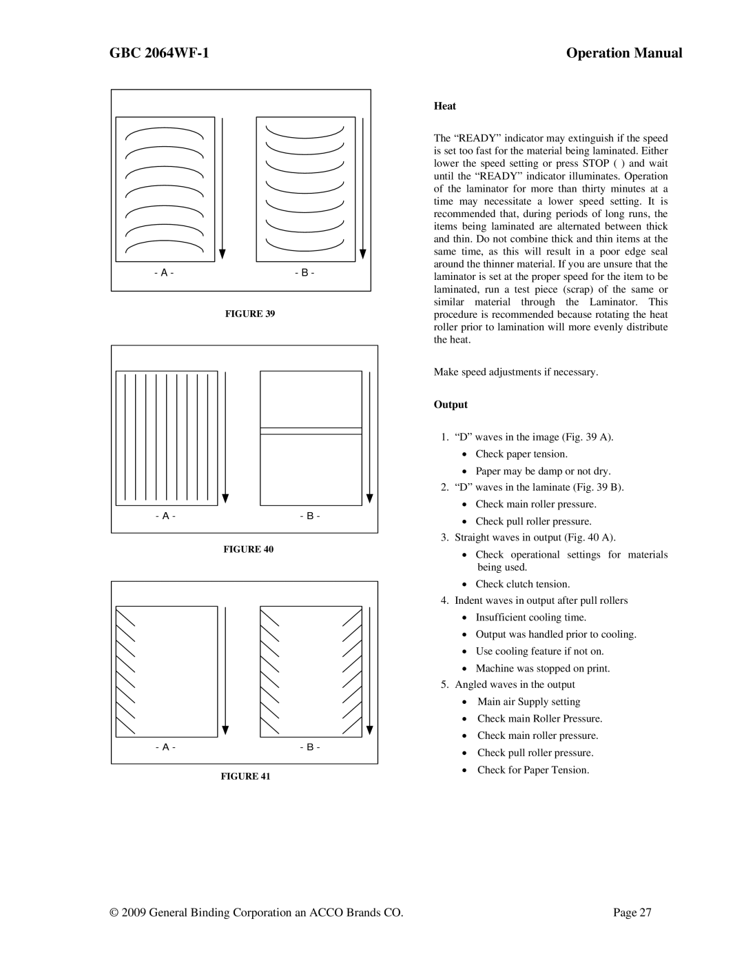 ACCO Brands GBC 2064WF-1 operation manual Heat, Output 