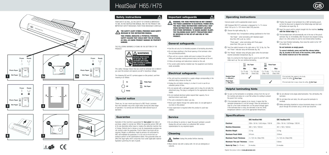 ACCO Brands H75, H65 instruction manual Safety instructions Important safeguards 