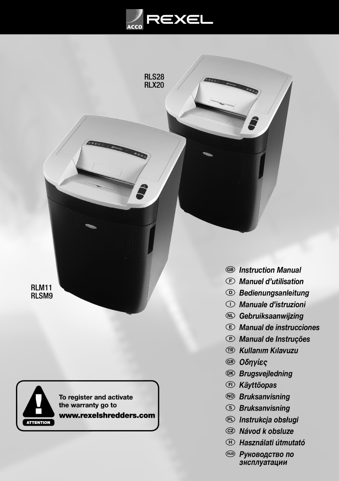 ACCO Brands instruction manual RLM11 RLSM9 RLS28 RLX20 