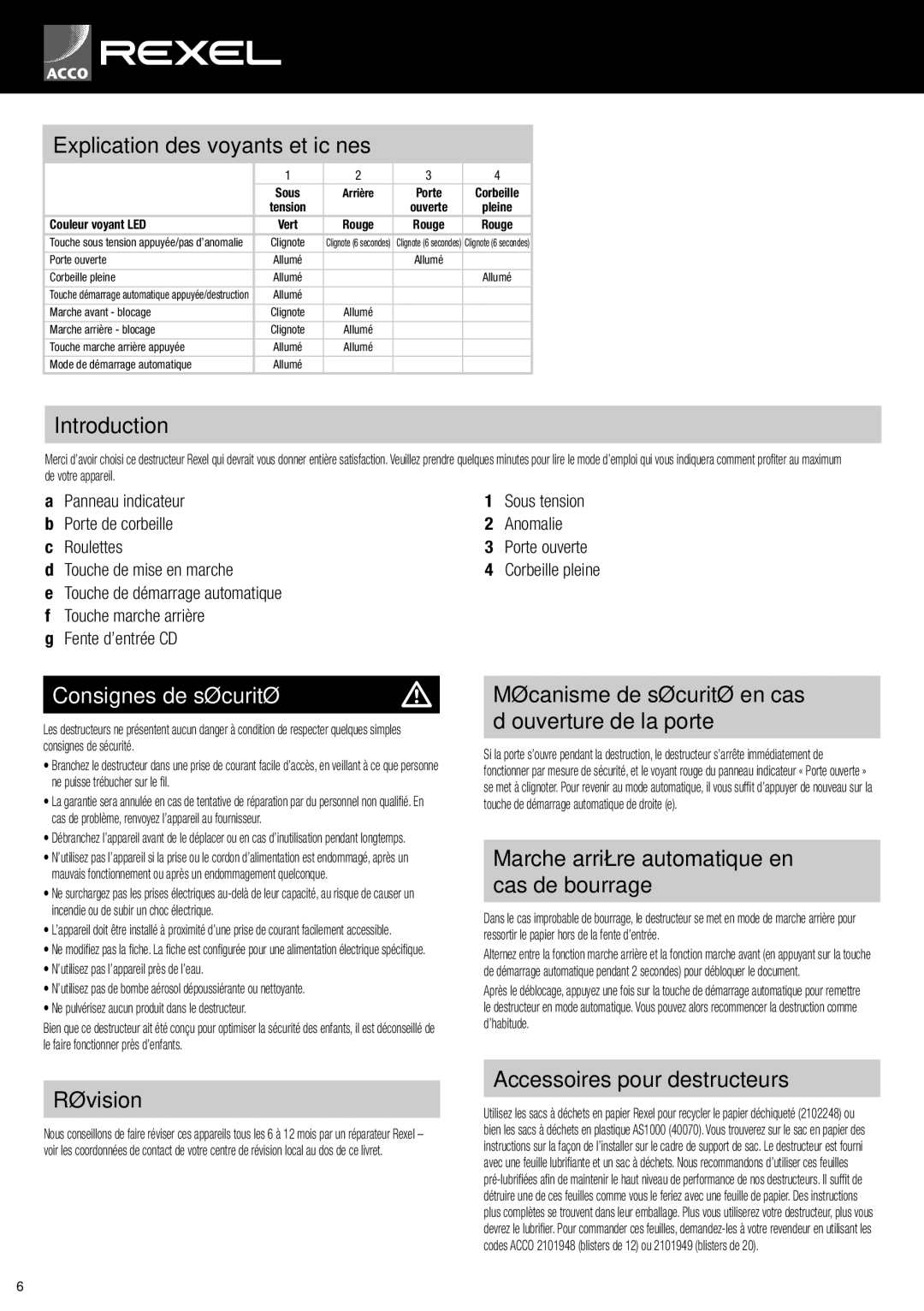 ACCO Brands RLS28, RLSM9, RLX20, RLM11 instruction manual Consignes de sécurité 