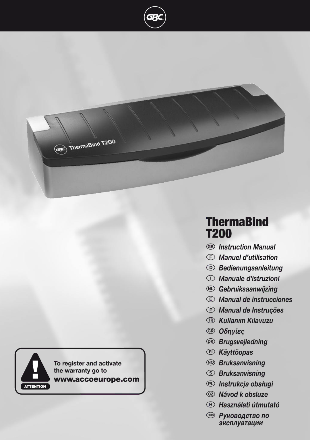 ACCO Brands instruction manual ThermaBind T200 