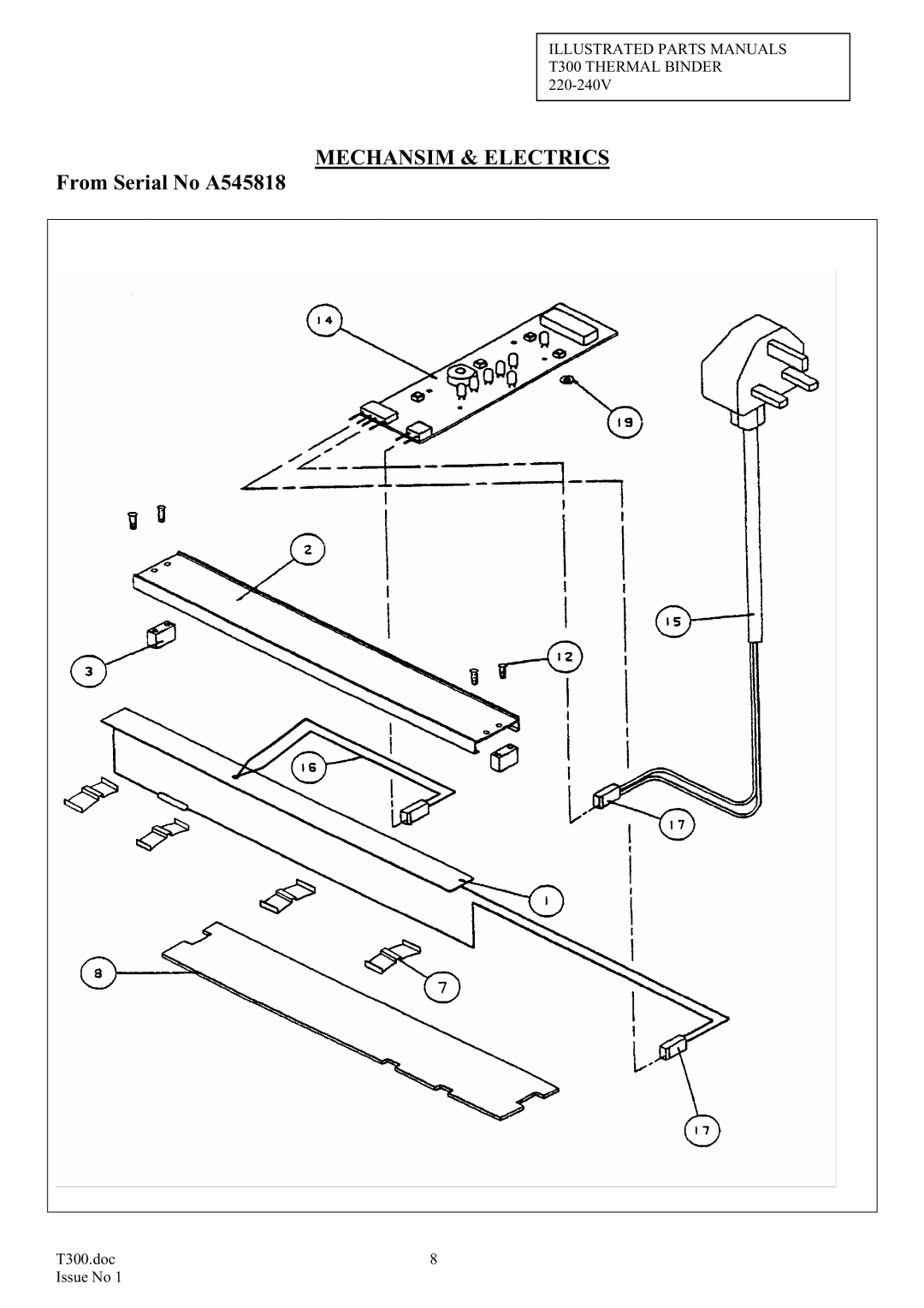 ACCO Brands T300 manual From Serial No A545818 