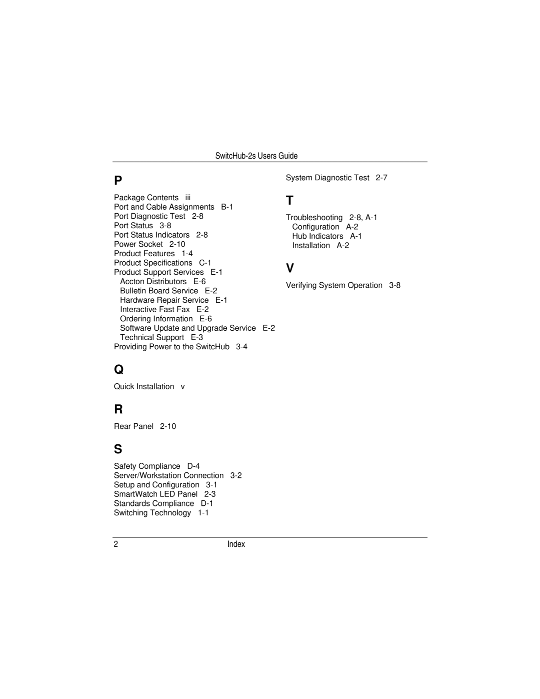 Accton Technology 100BASE-TX, 10BASE-T manual Index 