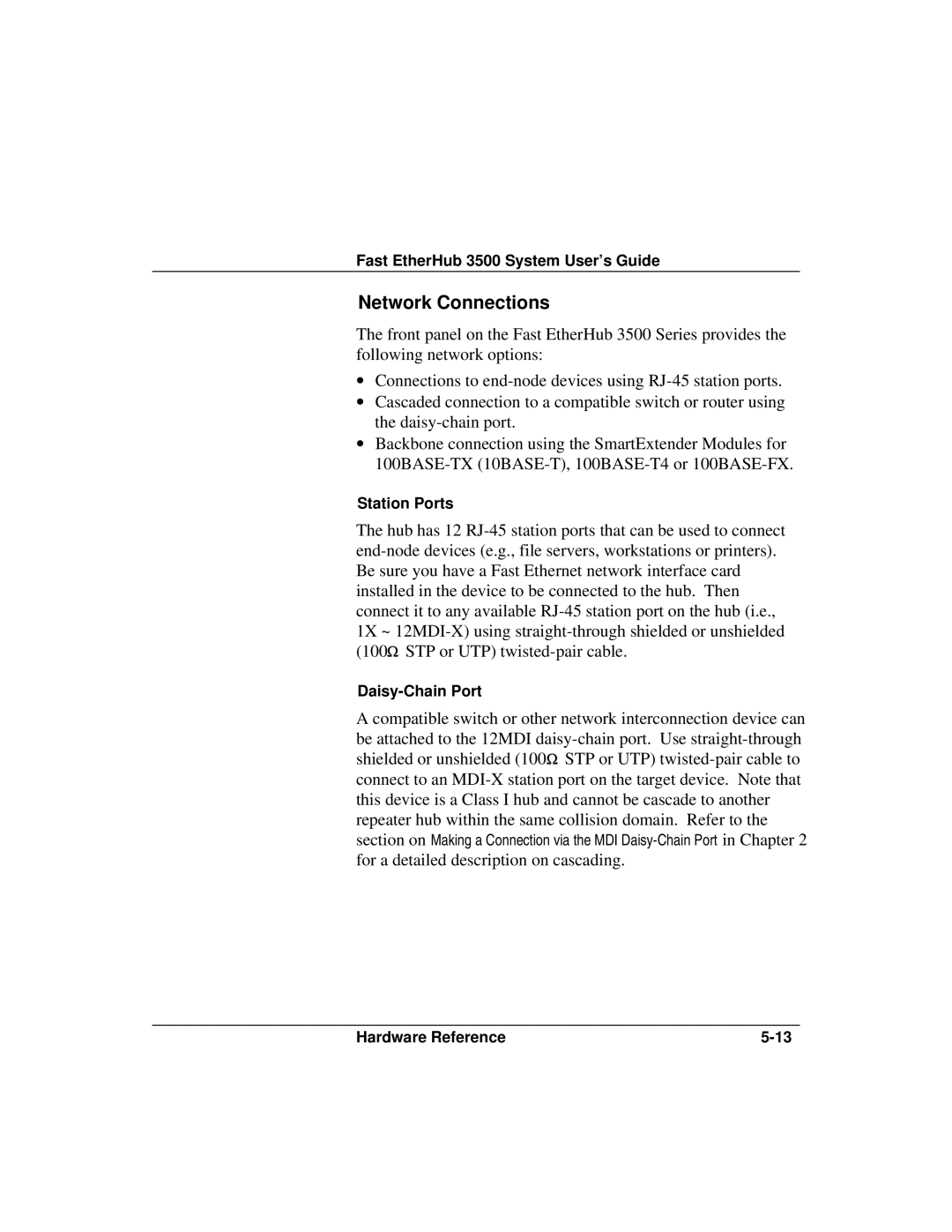 Accton Technology 12mi SNMP, 12i manual Network Connections, Daisy-Chain Port 