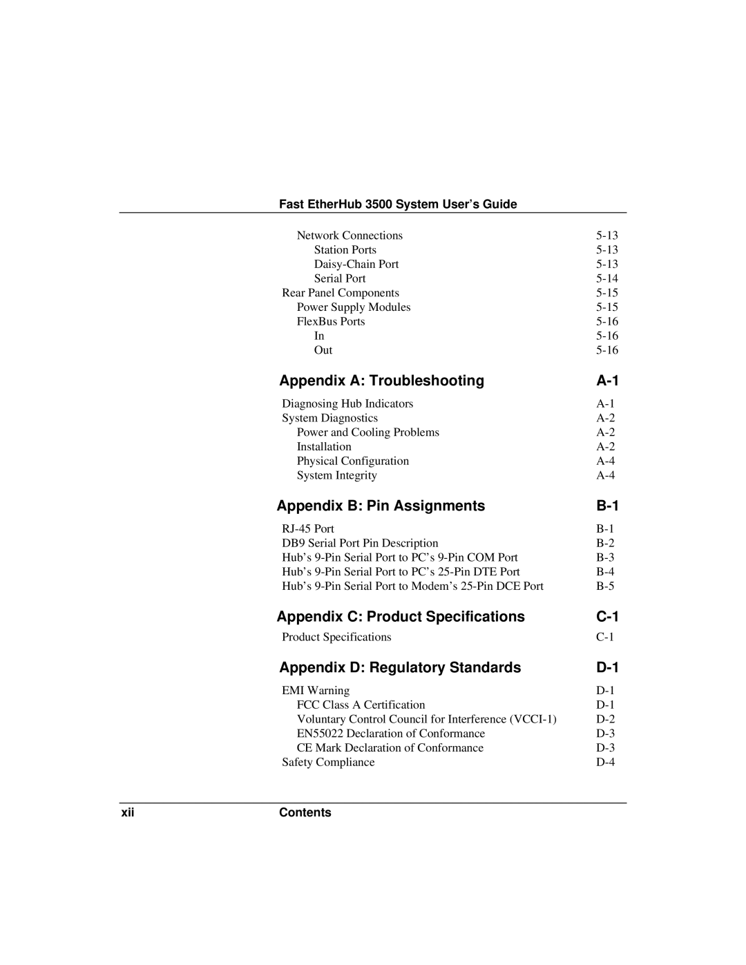 Accton Technology 12i, 12mi SNMP Appendix a Troubleshooting, Appendix B Pin Assignments, Appendix C Product Specifications 