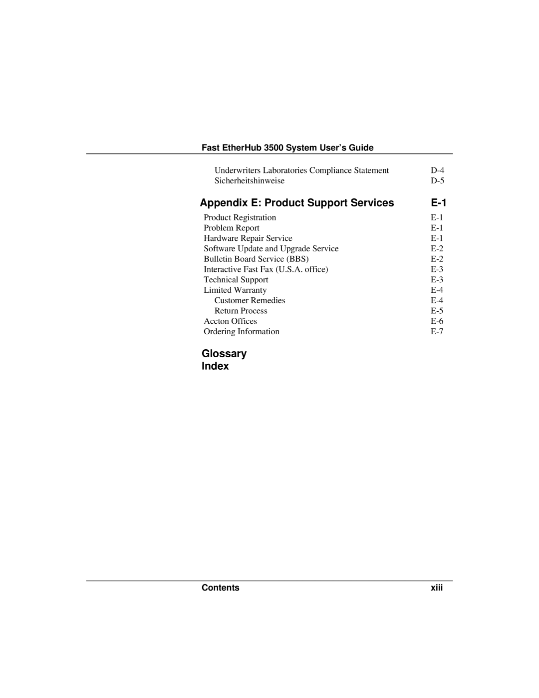 Accton Technology 12mi SNMP, 12i manual Appendix E Product Support Services, Glossary Index 