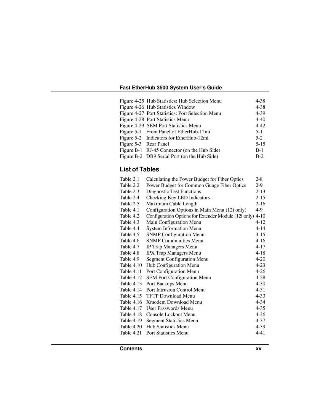 Accton Technology 12mi SNMP, 12i manual List of Tables, Figure B-1 RJ-45 Connector on the Hub Side 