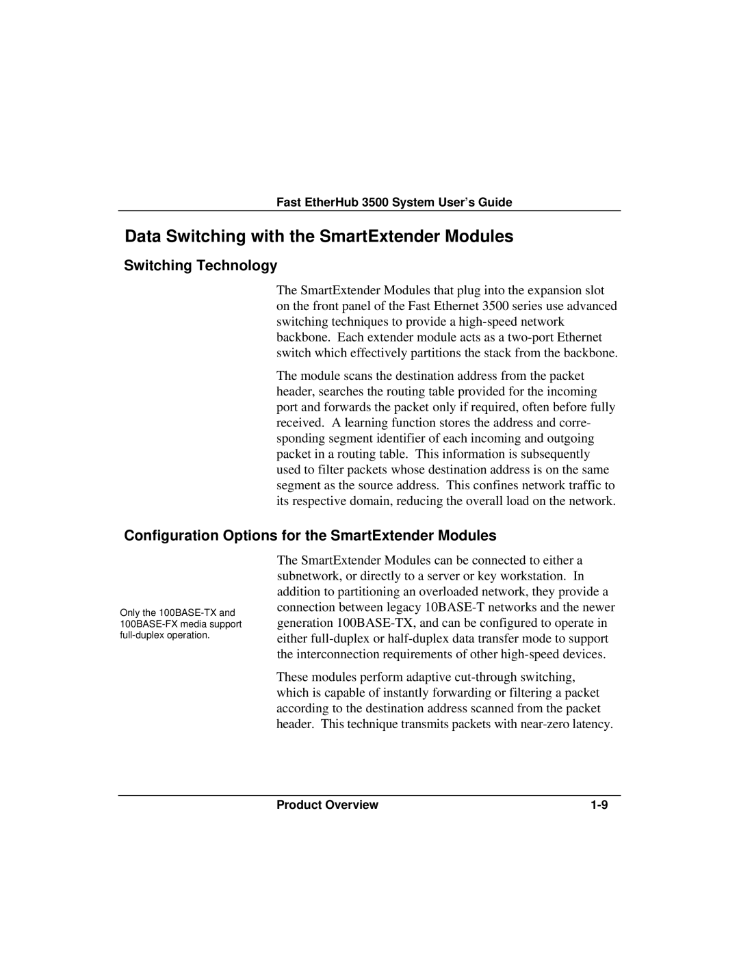 Accton Technology 12mi SNMP, 12i manual Data Switching with the SmartExtender Modules, Switching Technology 