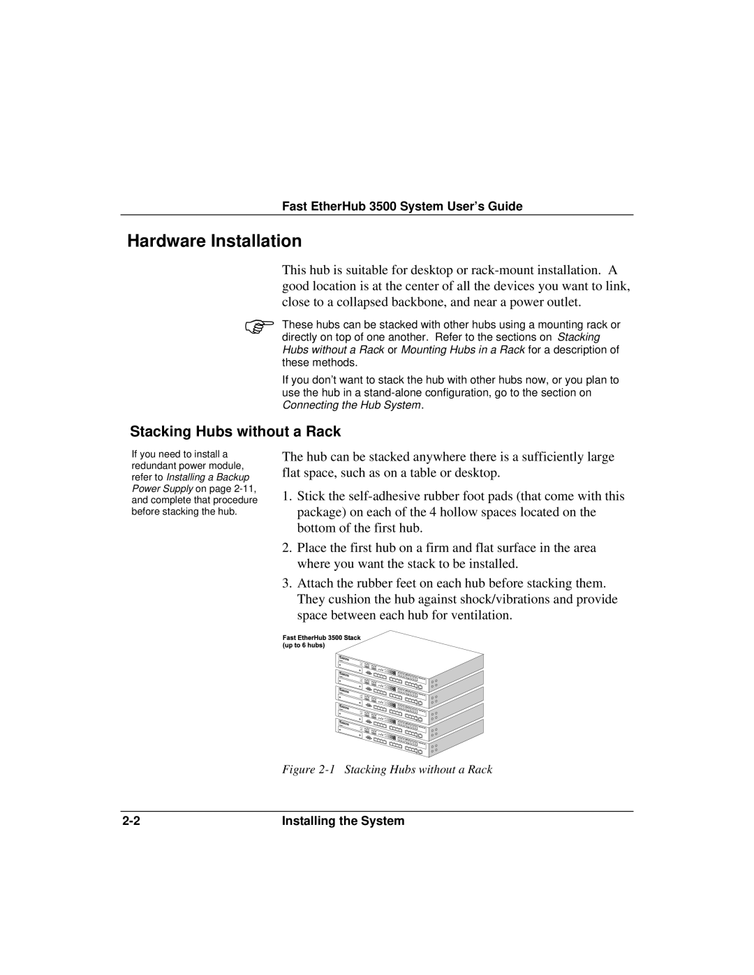 Accton Technology 12mi SNMP, 12i manual Hardware Installation, Stacking Hubs without a Rack 