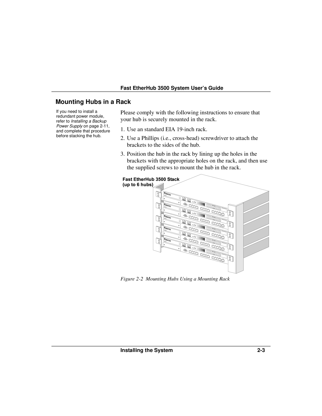 Accton Technology 12i, 12mi SNMP manual Mounting Hubs in a Rack, Mounting Hubs Using a Mounting Rack 