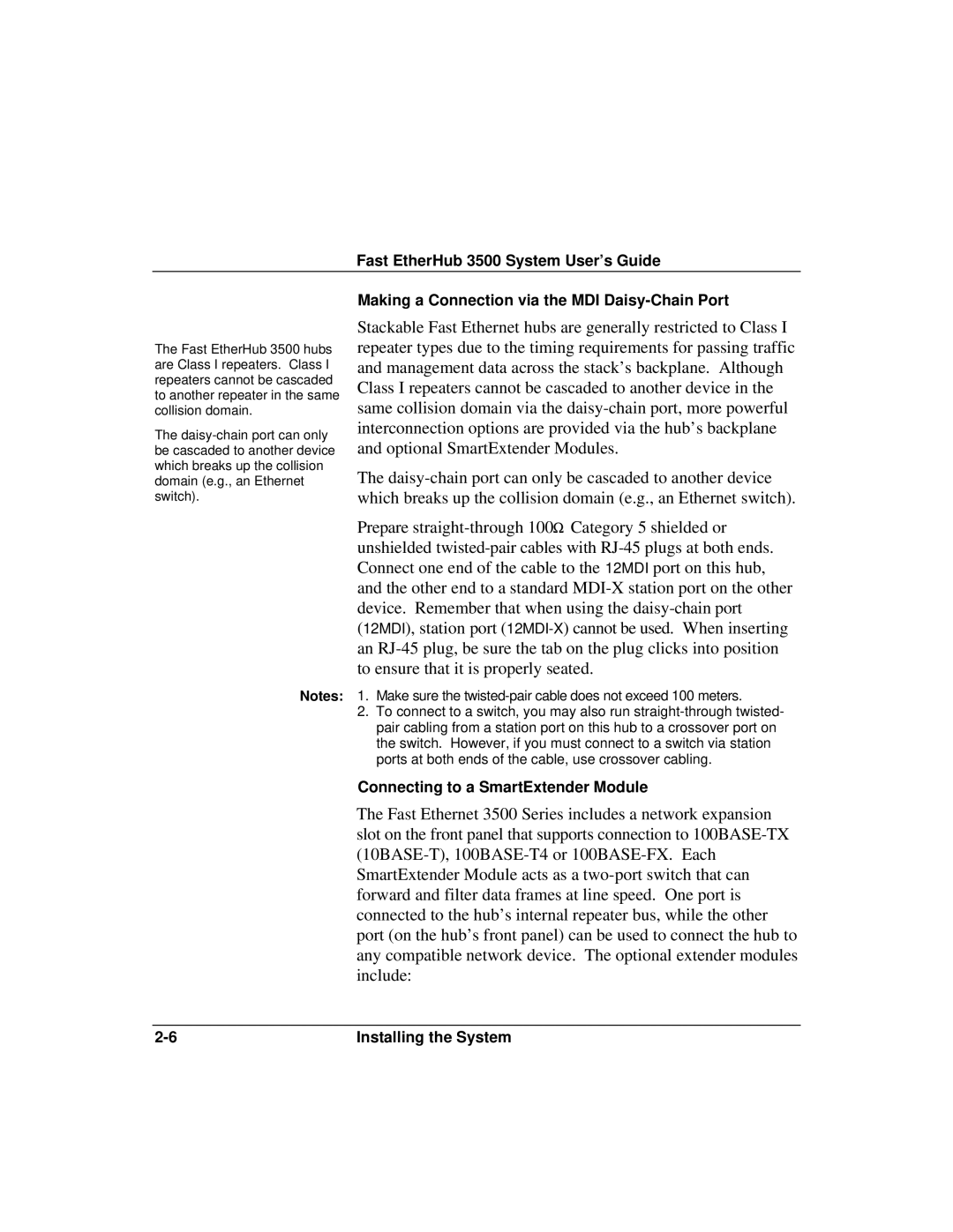 Accton Technology 12mi SNMP, 12i manual Making a Connection via the MDI Daisy-Chain Port 