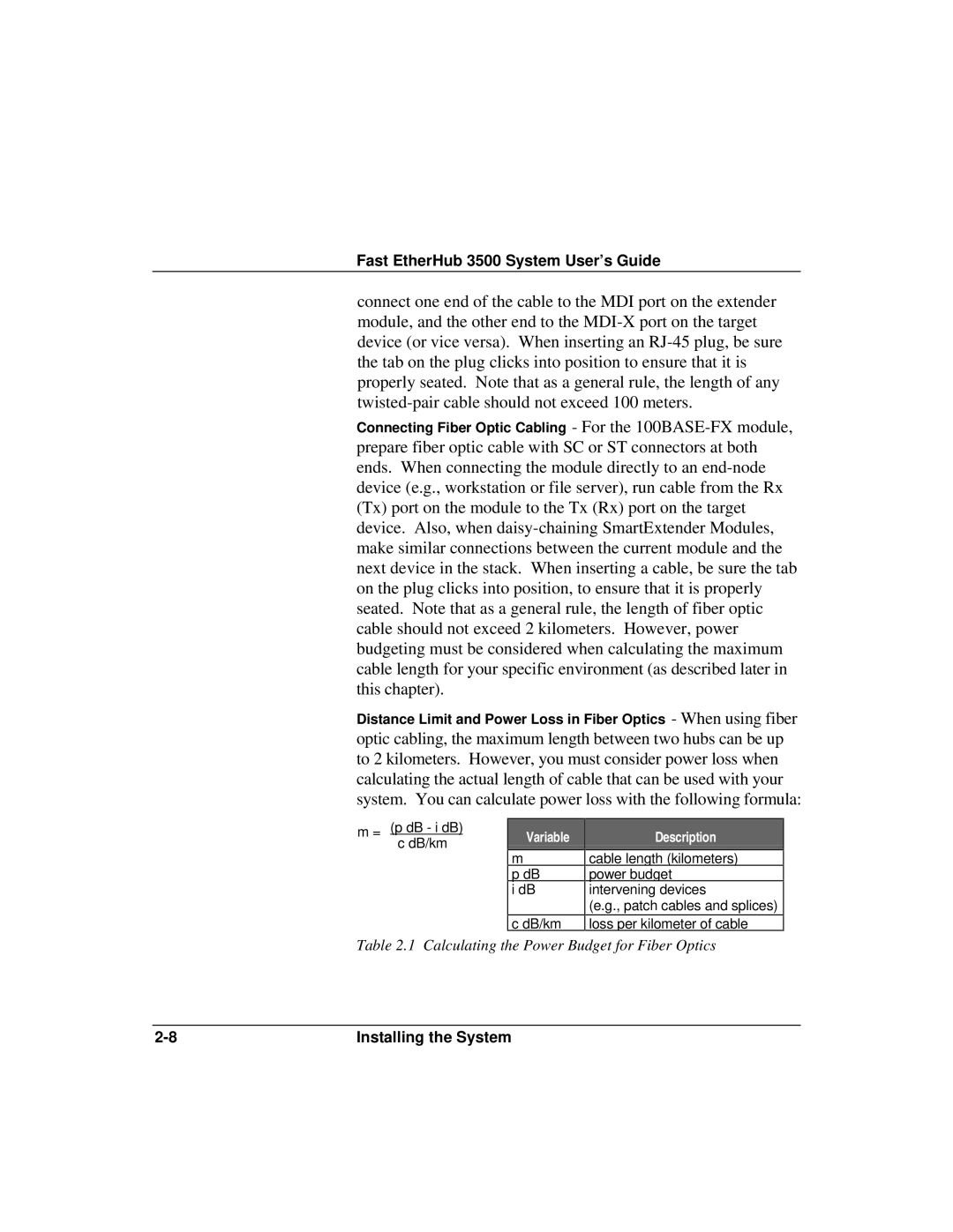 Accton Technology 12mi SNMP, 12i manual Calculating the Power Budget for Fiber Optics 