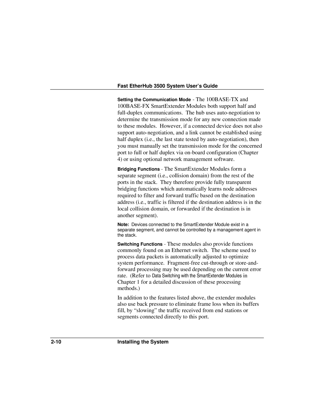 Accton Technology 12mi SNMP, 12i manual Setting the Communication Mode The 100BASE-TX 