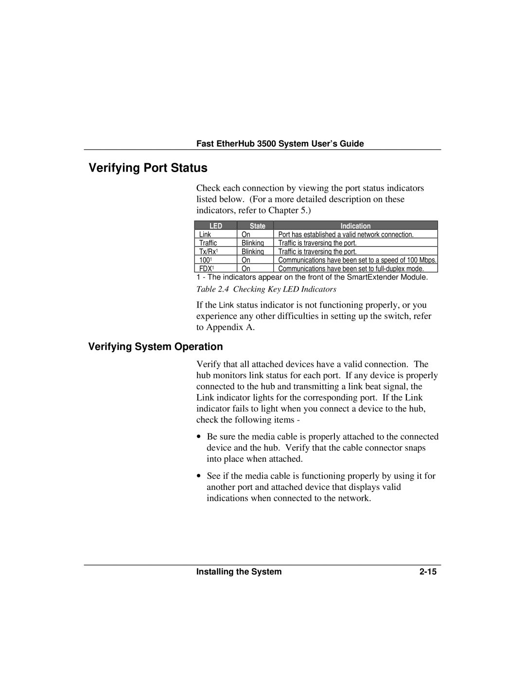 Accton Technology 12i, 12mi SNMP manual Verifying Port Status, Verifying System Operation 