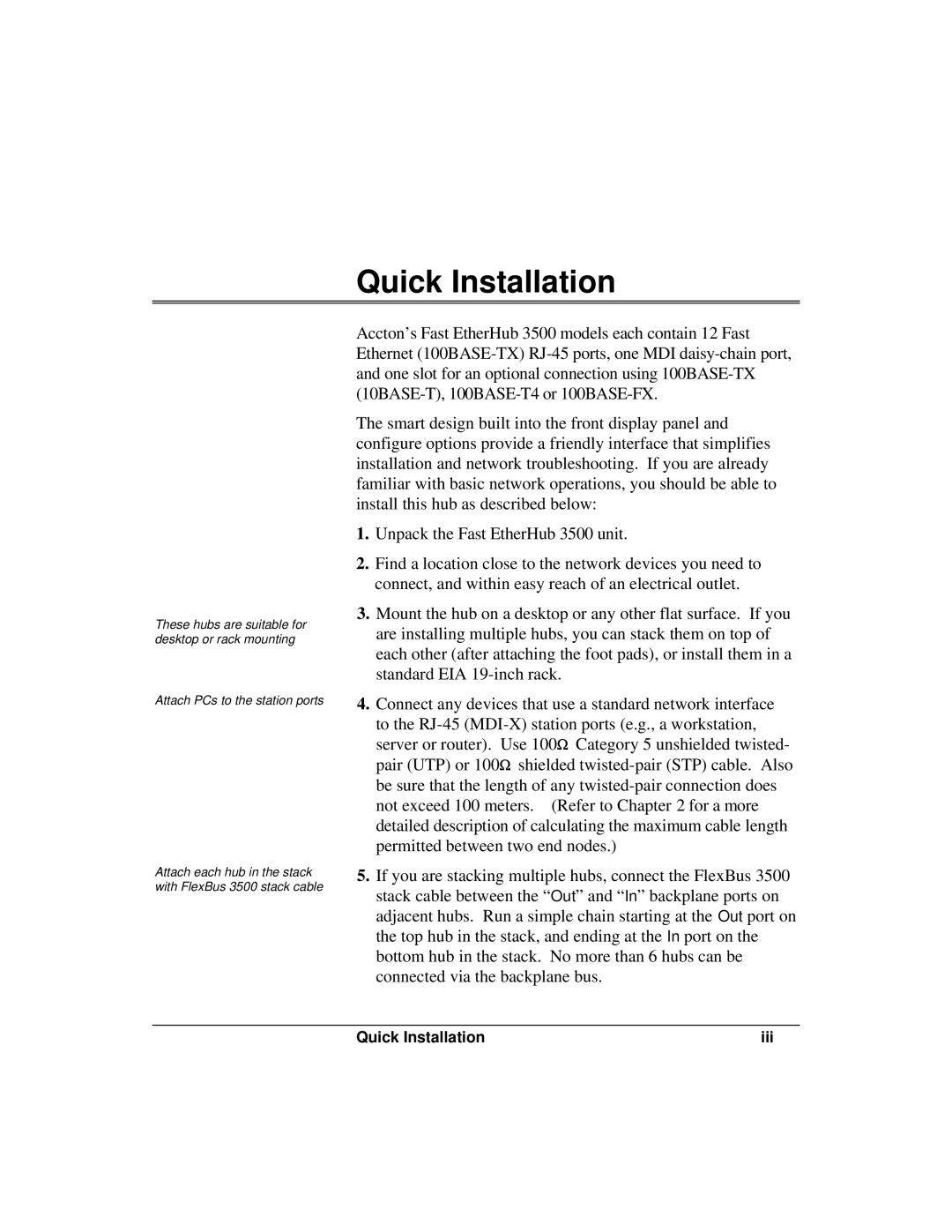 Accton Technology 12i, 12mi SNMP manual Quick Installation 