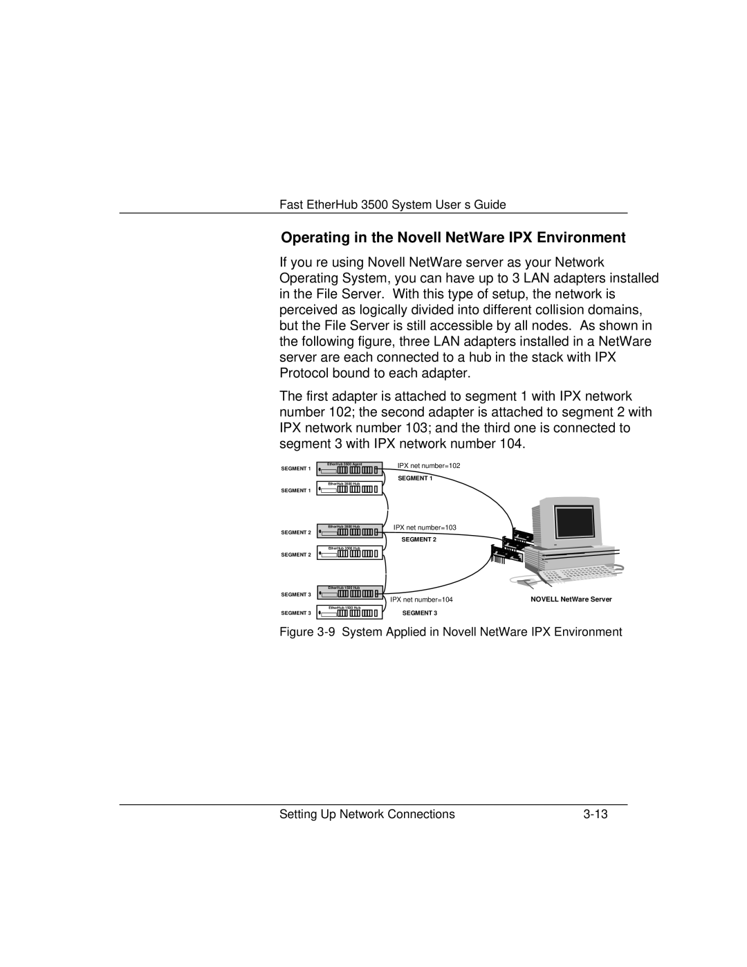 Accton Technology 12i Operating in the Novell NetWare IPX Environment, System Applied in Novell NetWare IPX Environment 