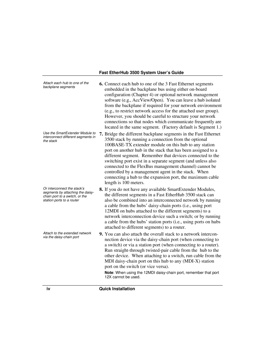 Accton Technology 12mi SNMP, 12i manual Fast EtherHub 3500 System User’s Guide 