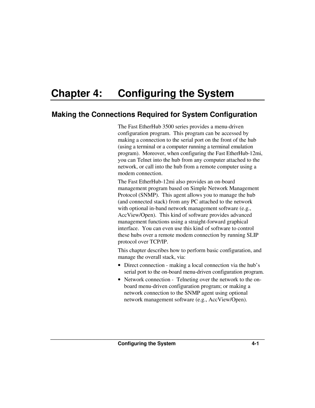 Accton Technology 12mi SNMP, 12i manual Configuring the System, Making the Connections Required for System Configuration 