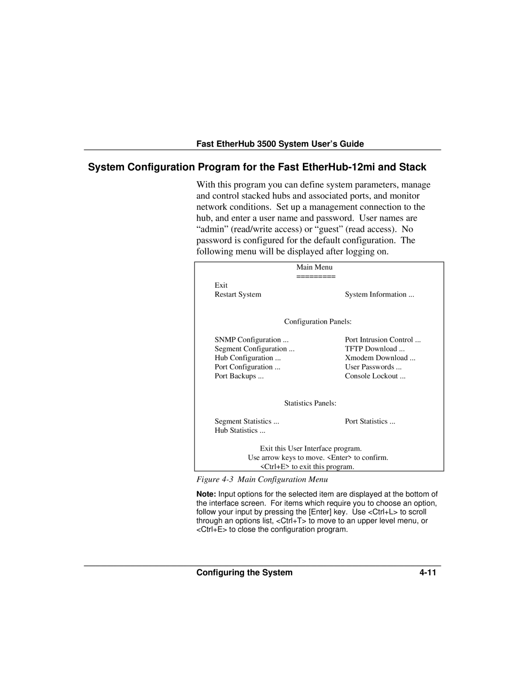 Accton Technology 12mi SNMP, 12i manual Main Configuration Menu 