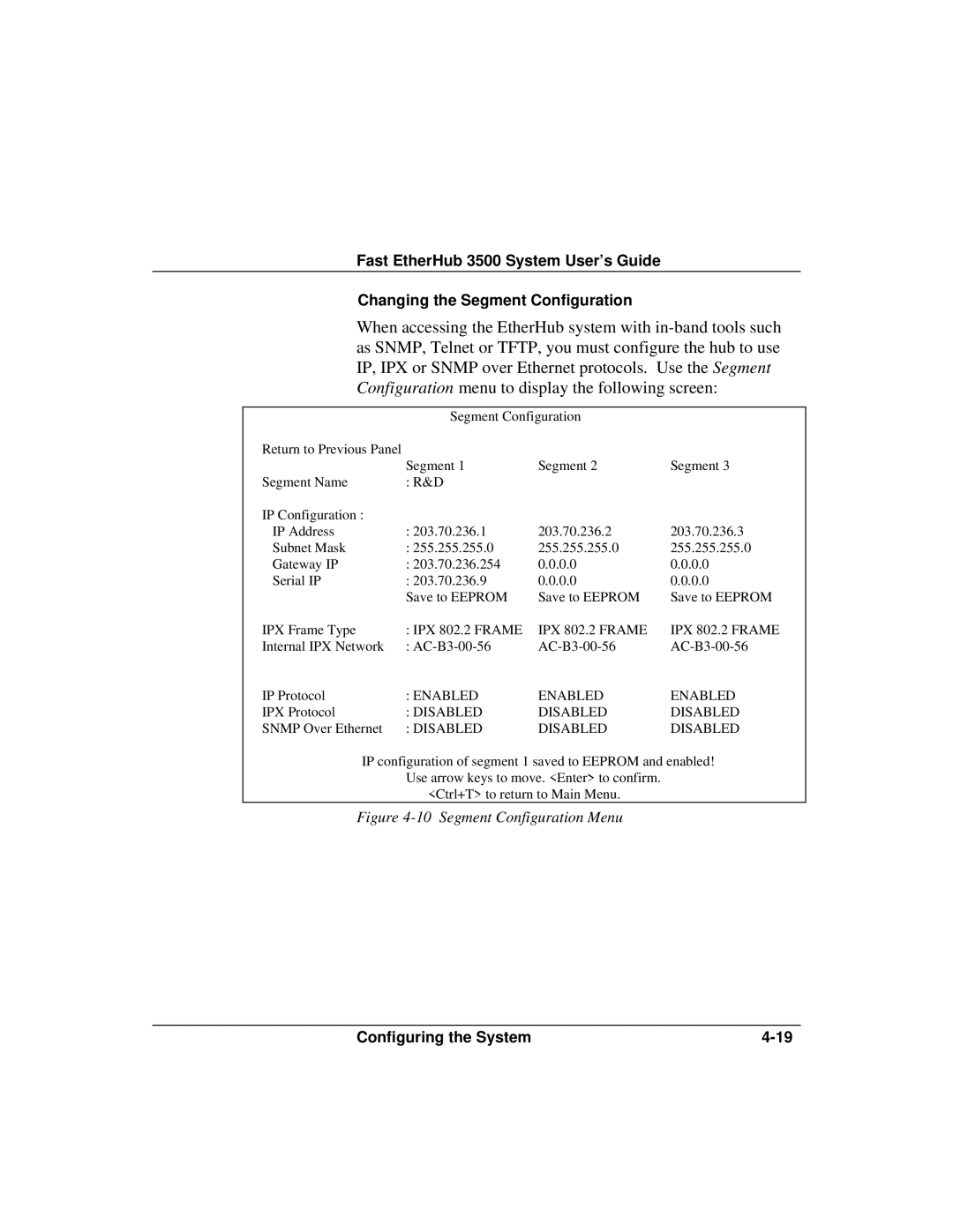 Accton Technology 12mi SNMP, 12i manual Segment Configuration Menu 