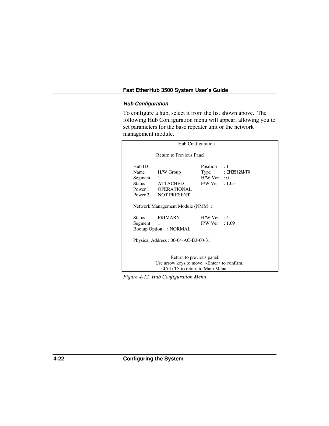 Accton Technology 12i, 12mi SNMP manual Hub Configuration 