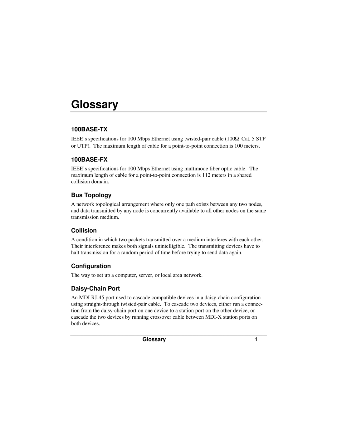 Accton Technology 12se manual Glossary, 100BASE-TX 