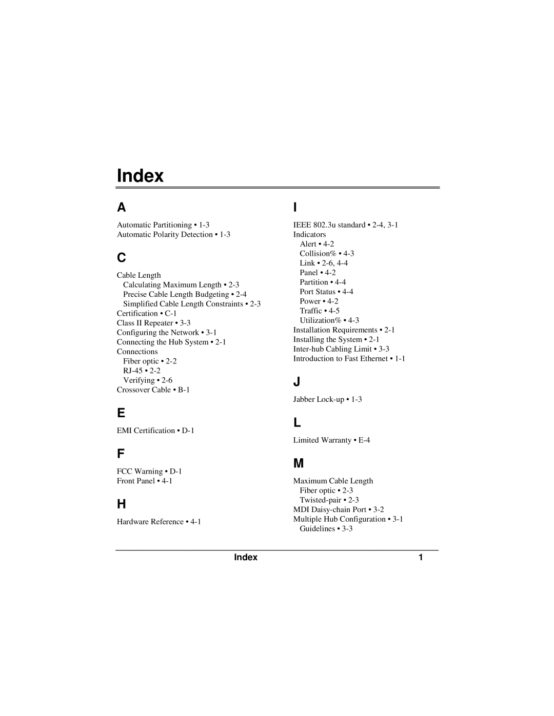 Accton Technology 12se manual Index 