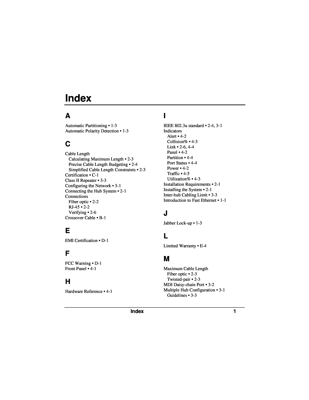 Accton Technology 12se manual Index 