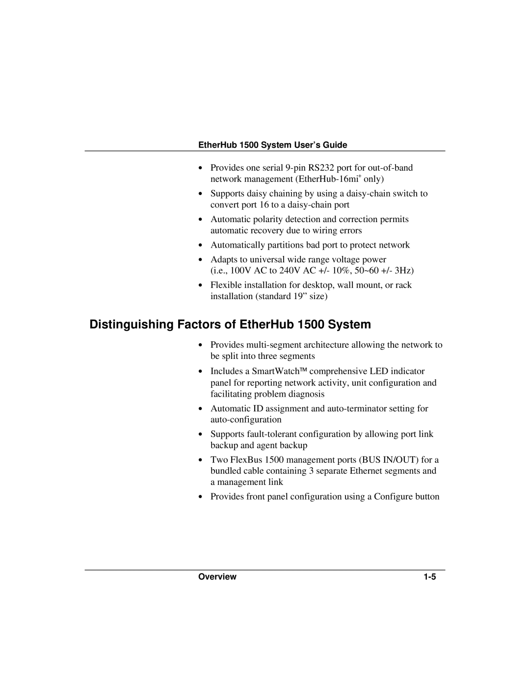 Accton Technology manual Distinguishing Factors of EtherHub 1500 System 