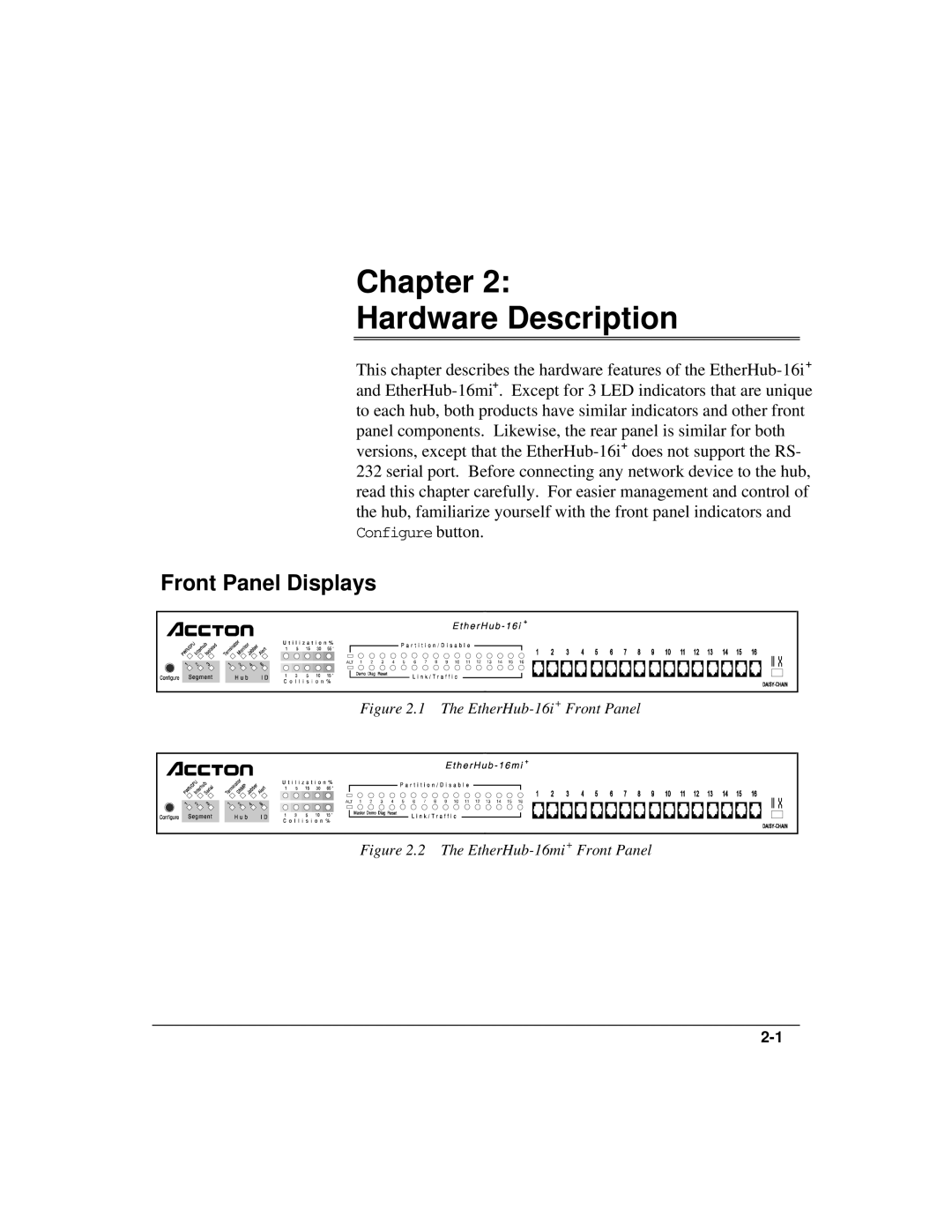 Accton Technology 1500 manual Chapter Hardware Description, Front Panel Displays 