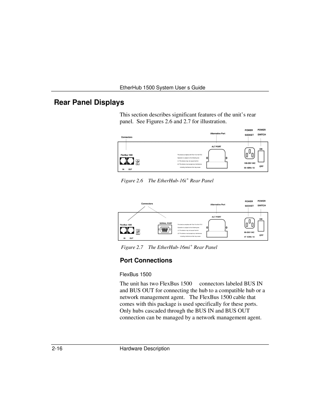 Accton Technology 1500 manual Rear Panel Displays, Socket Switch 