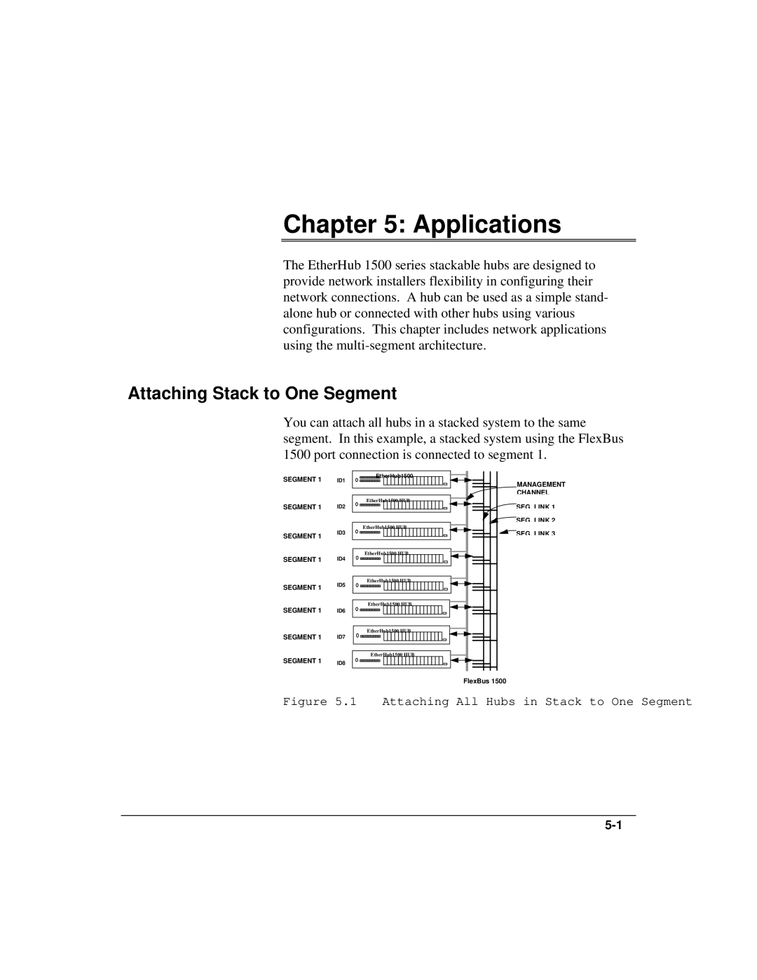 Accton Technology 1500 manual Applications, Attaching Stack to One Segment 