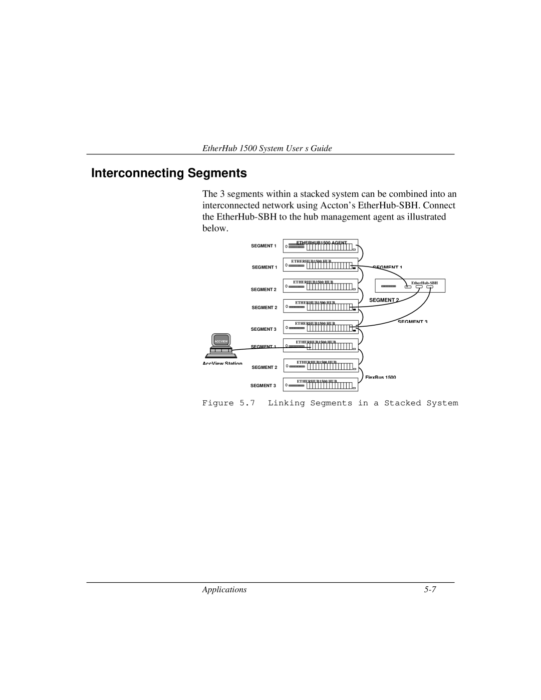 Accton Technology 1500 manual Interconnecting Segments, Linking Segments in a Stacked System 