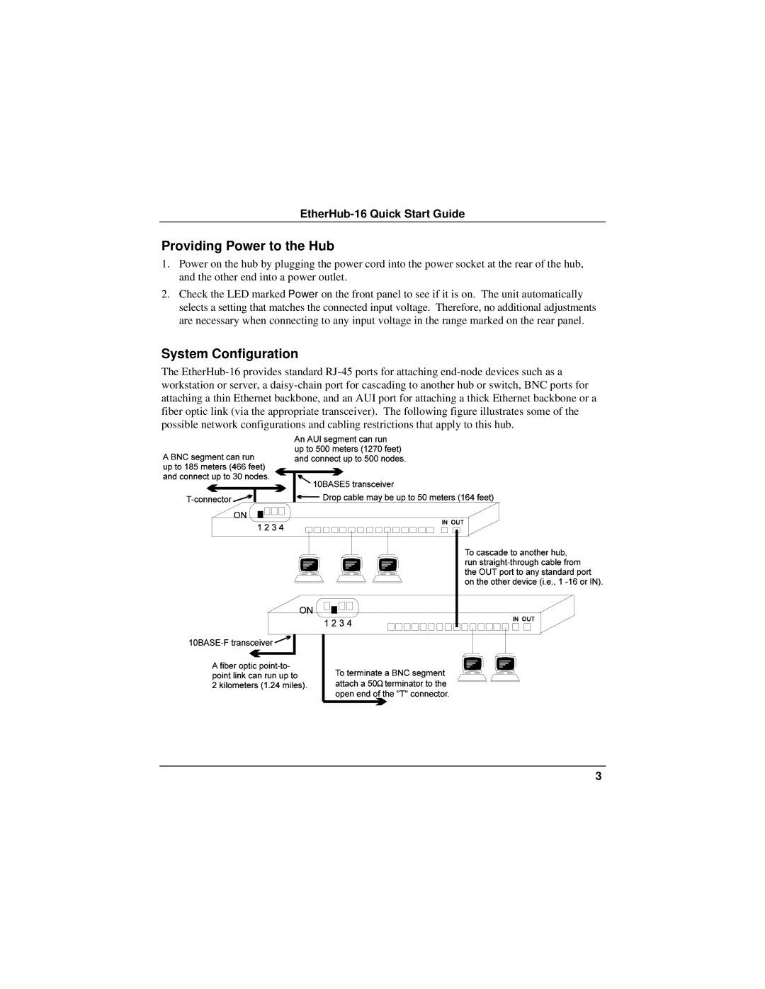 Accton Technology 16 quick start Providing Power to the Hub, System Configuration 