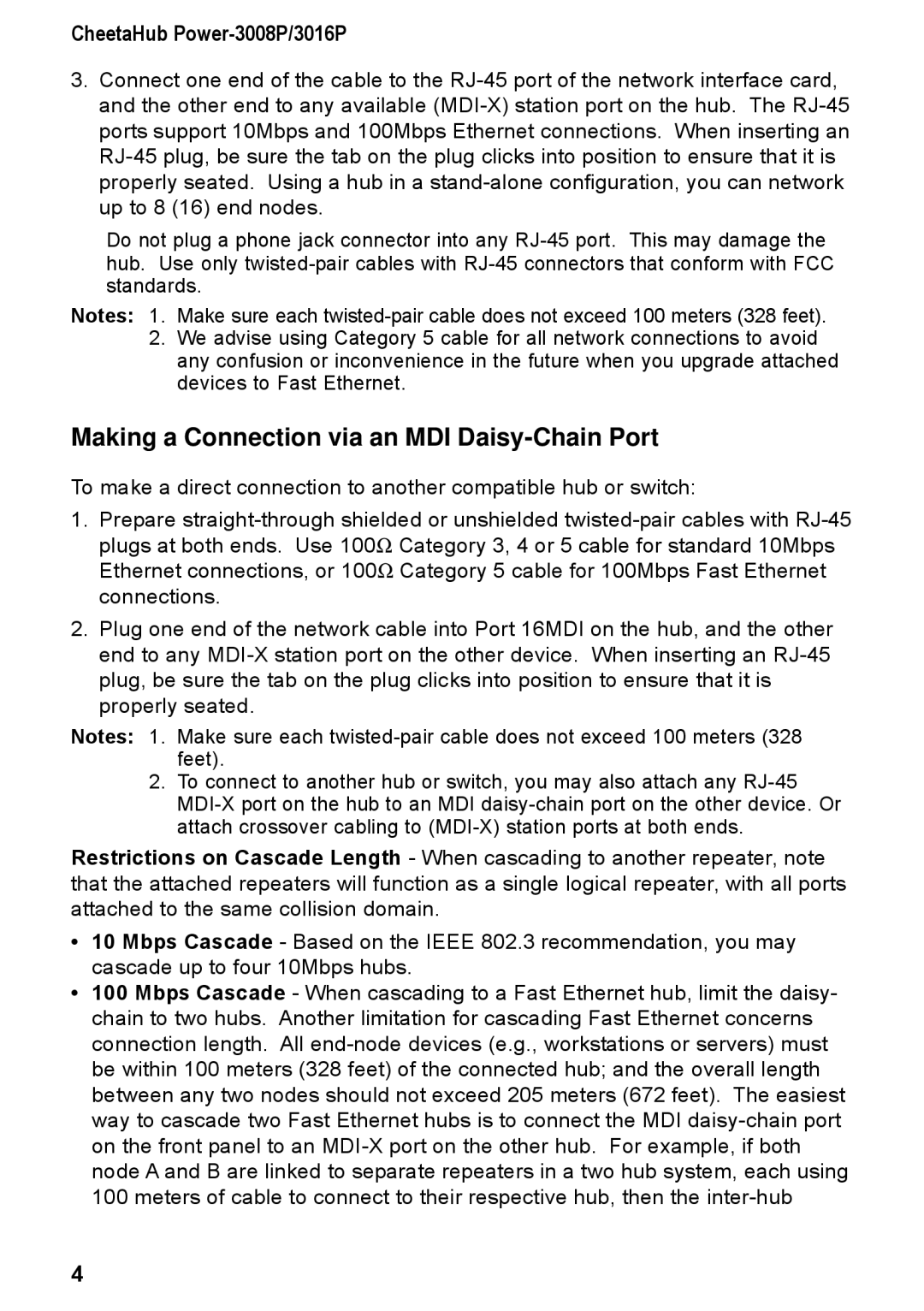 Accton Technology 3016P, 3008P manual Making a Connection via an MDI Daisy-Chain Port 