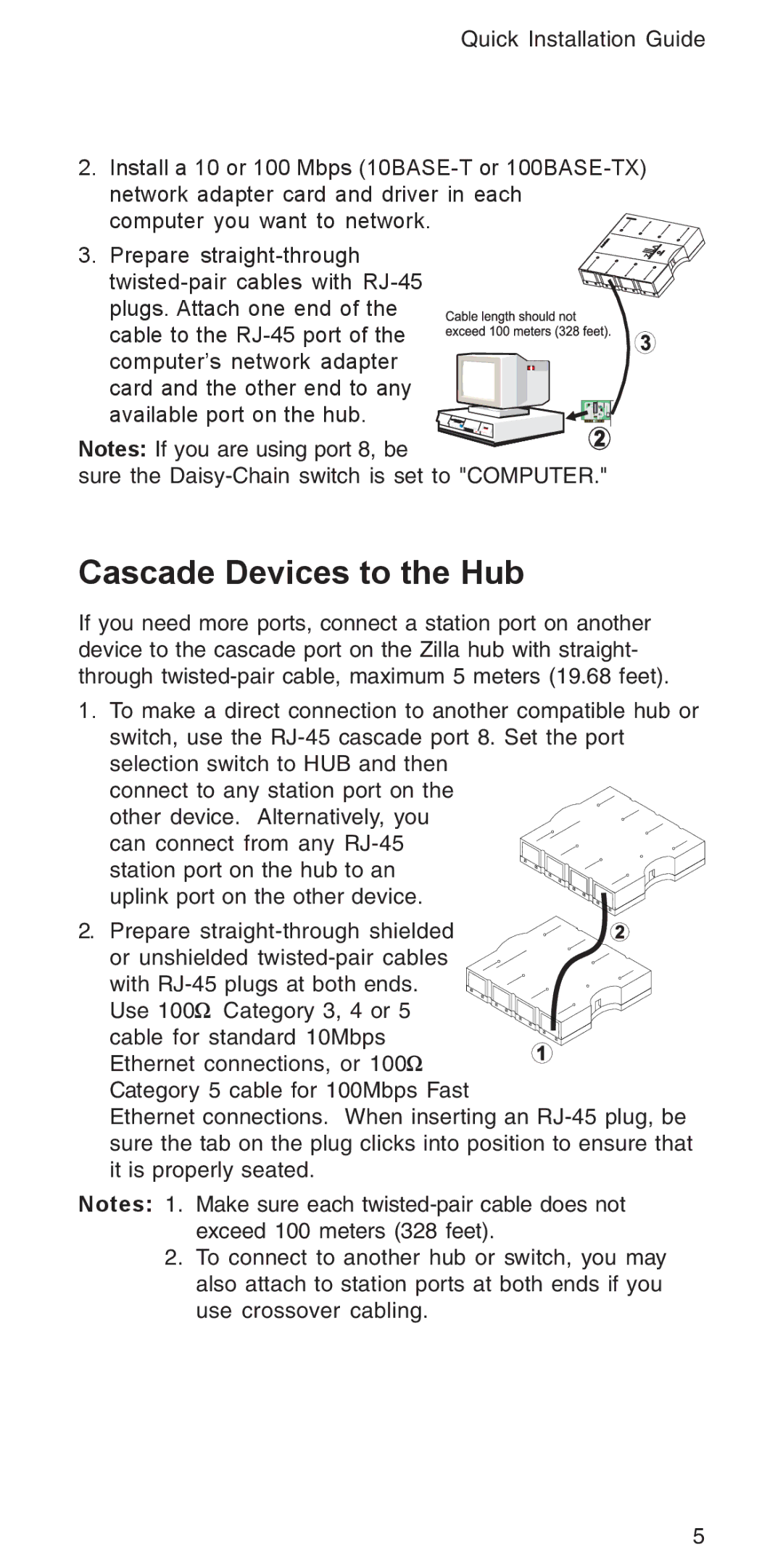 Accton Technology 3008R manual Cascade Devices to the Hub 