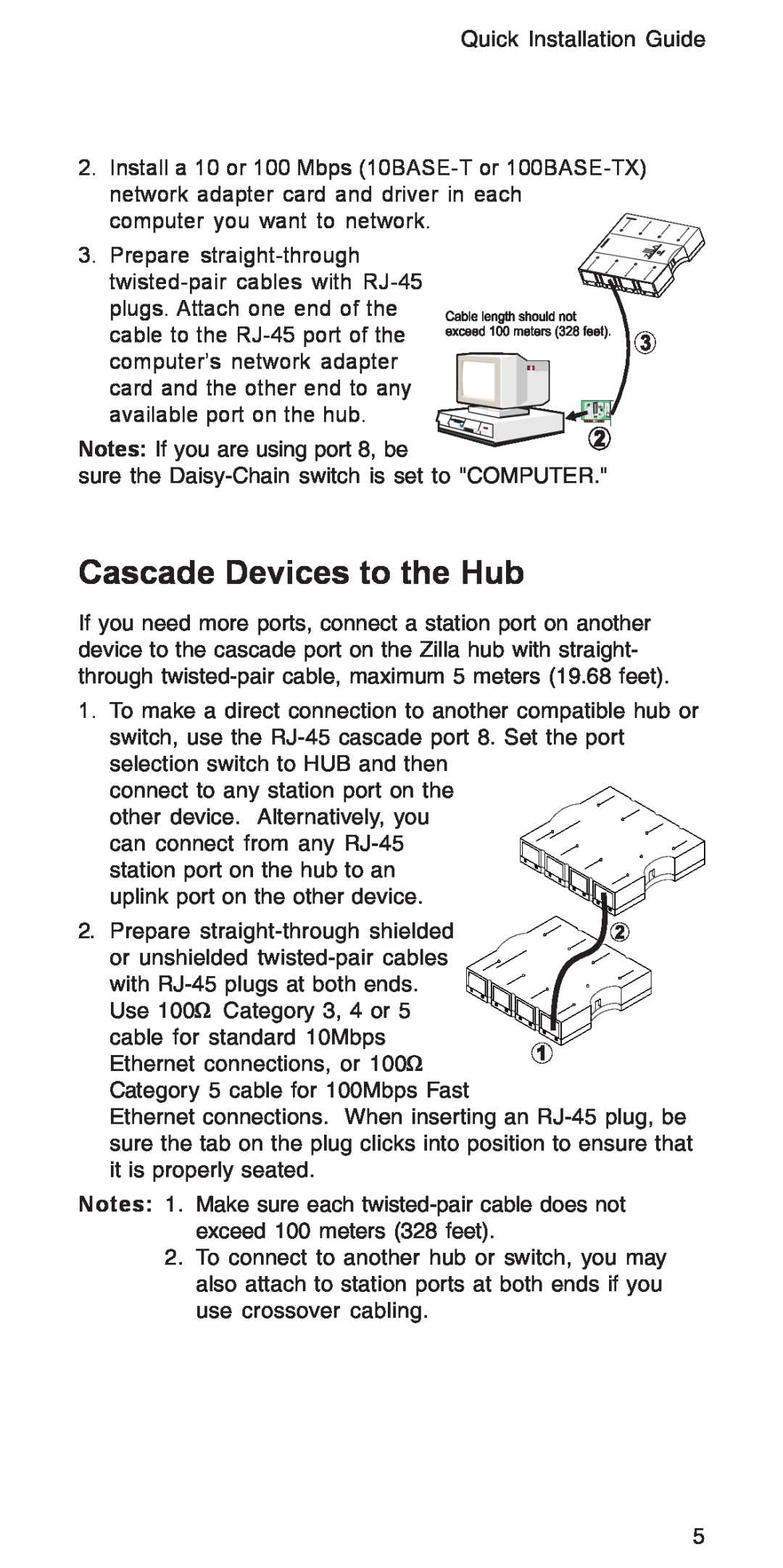Accton Technology 3008R manual Cascade Devices to the Hub 