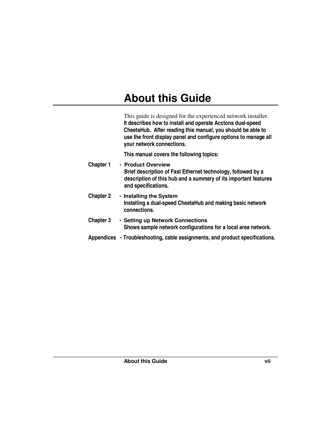 Accton Technology 3012B manual About this Guide, Product Overview, Installing the System, Setting up Network Connections 