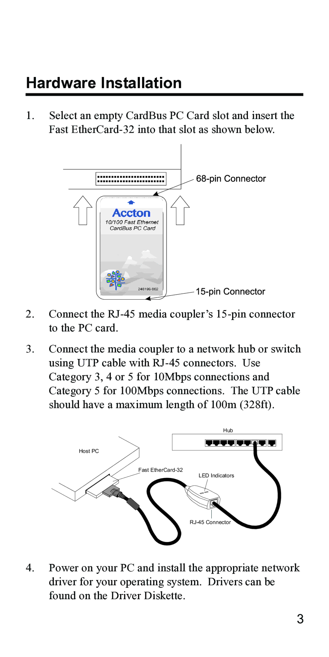 Accton Technology 32 specifications Hardware Installation 