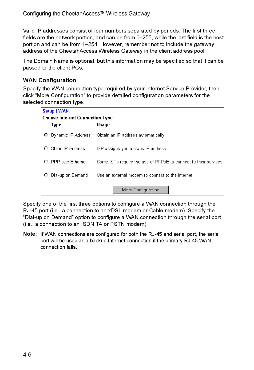 Accton Technology AC-IG2004W manual WAN Configuration 