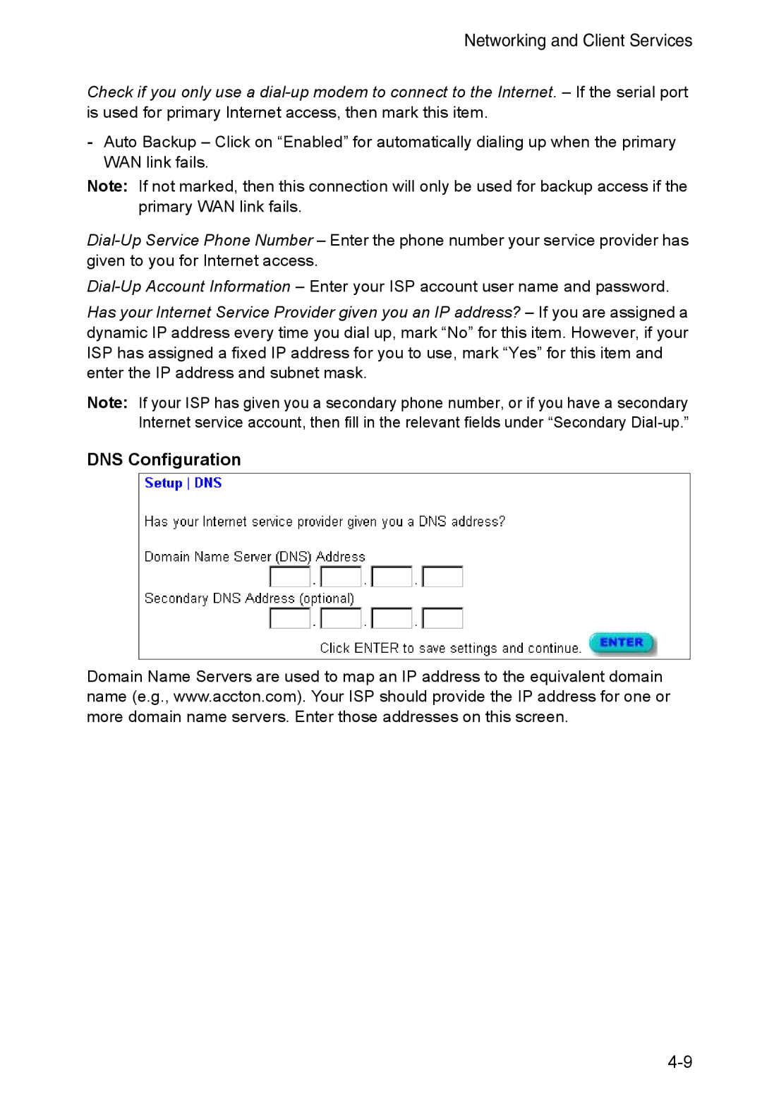 Accton Technology AC-IG2004W manual DNS Configuration 