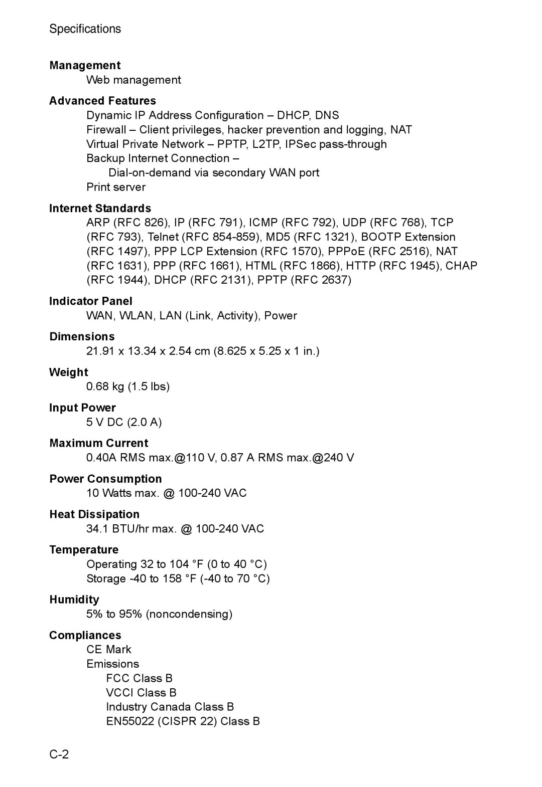 Accton Technology AC-IG2004W manual Specifications 